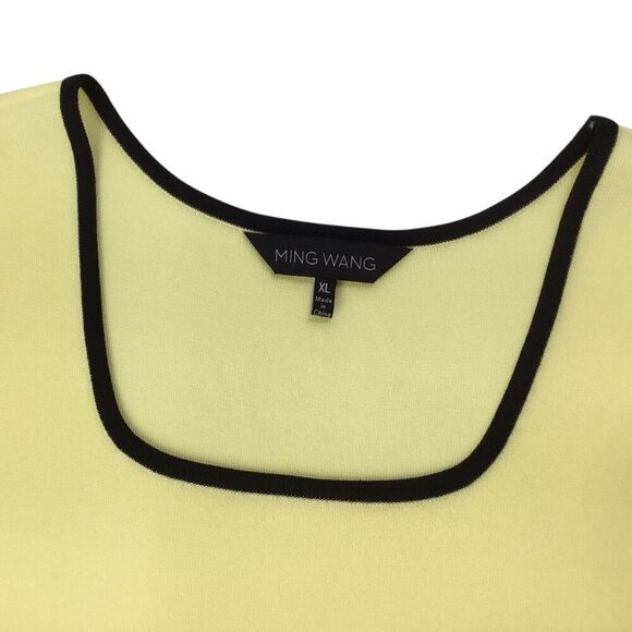Ming Wang Cardigan Sweater Twin Set NWT Two Piece XL Knit Shell Yellow Black - Picture 11 of 14